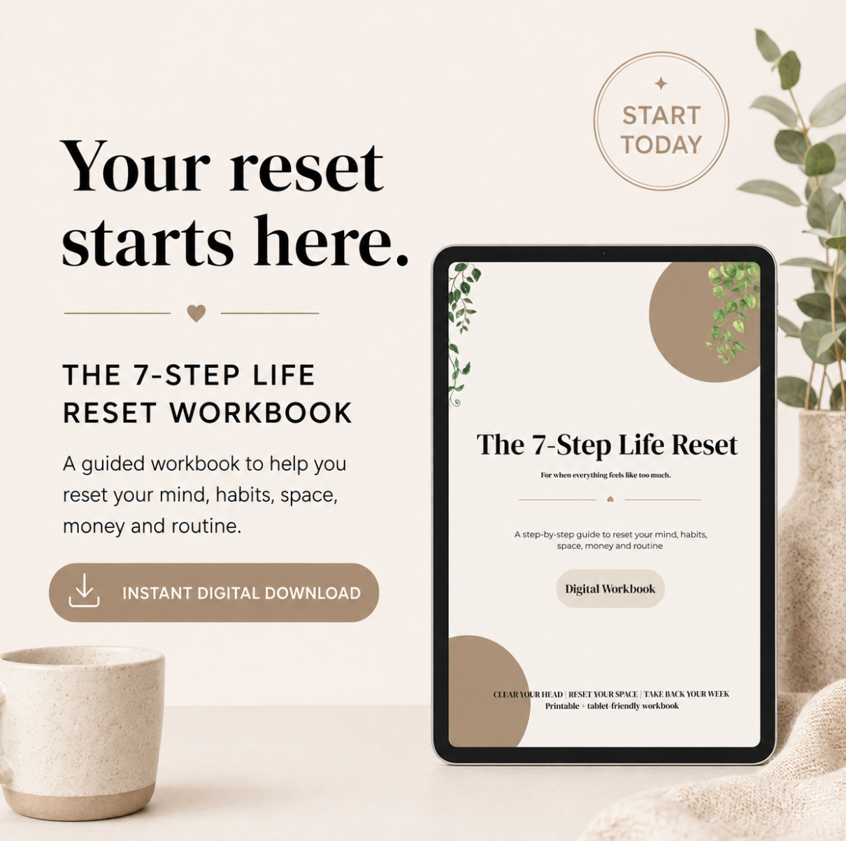 2026 The 7-Step Life Reset | Digital Workbook for Habits, Organisation & Weekly Reset