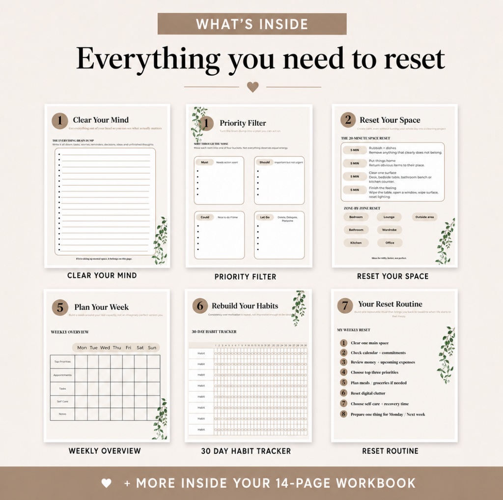 2026 The 7-Step Life Reset | Digital Workbook for Habits, Organisation & Weekly Reset